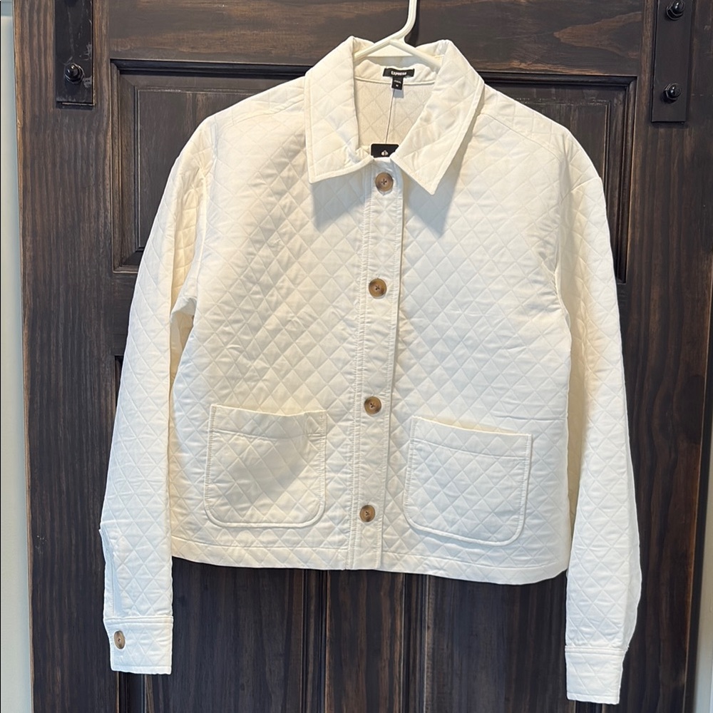 NWT Express Women's White Quilted Lightweight Jacket